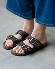 Mules sandales Femme double bride Chocolat
