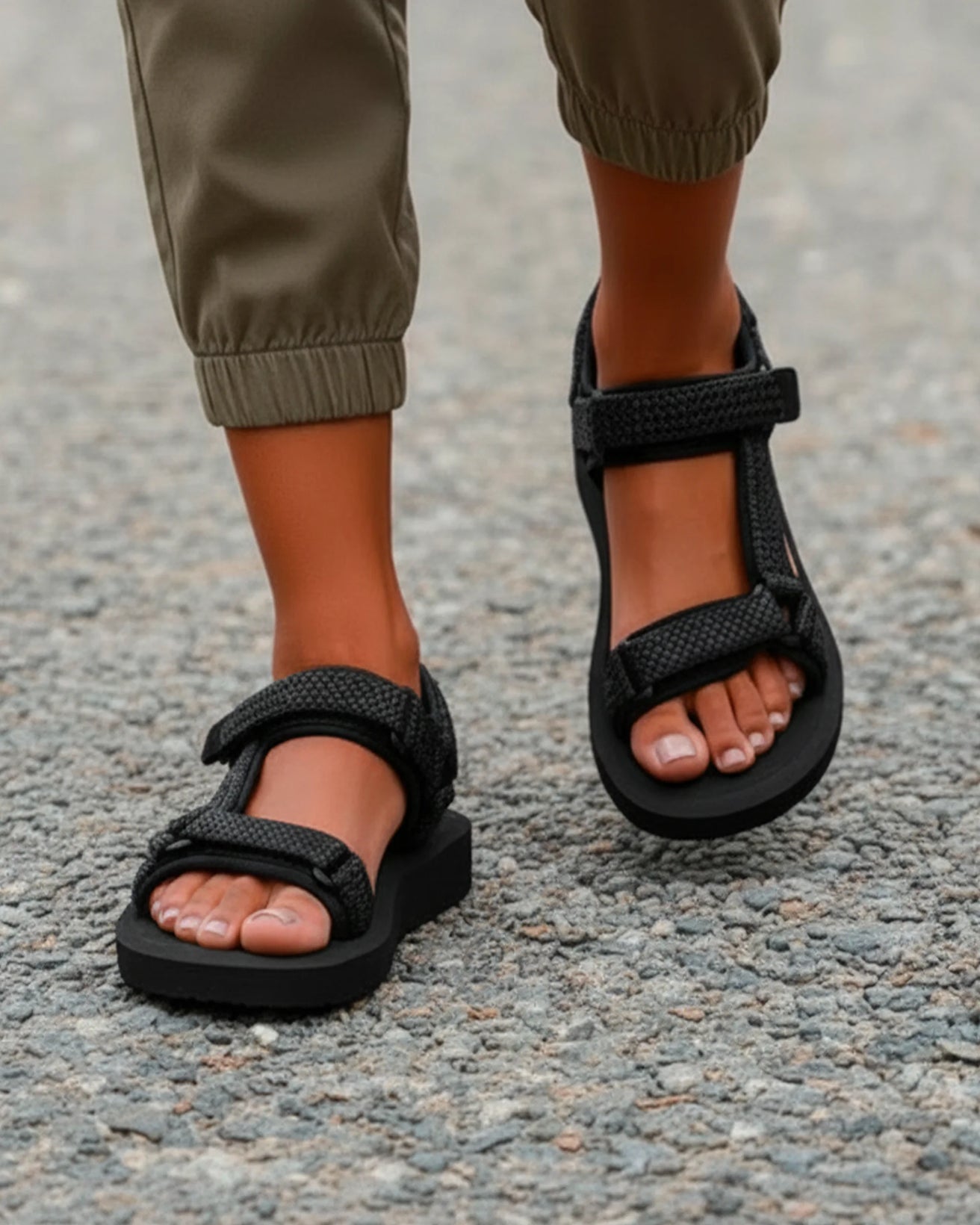 Sandalias Mujer deportivas de tacón Negro