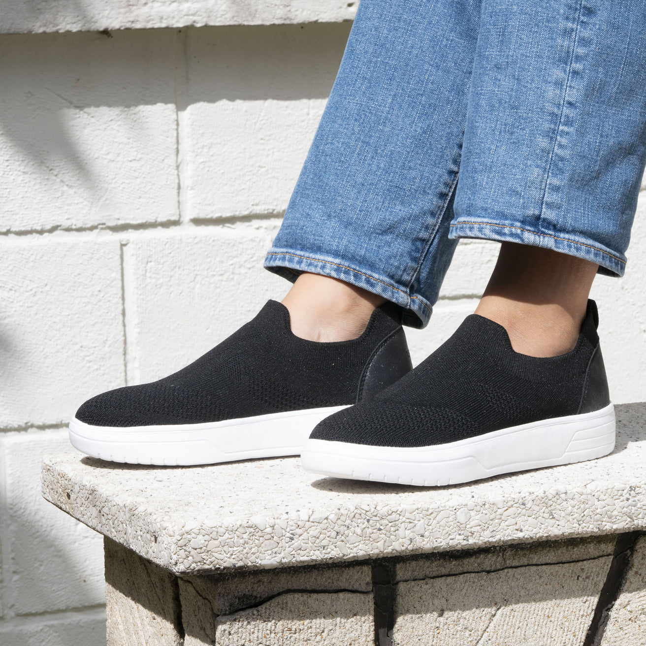 Baskets Femme slip-on talon plateforme Noir