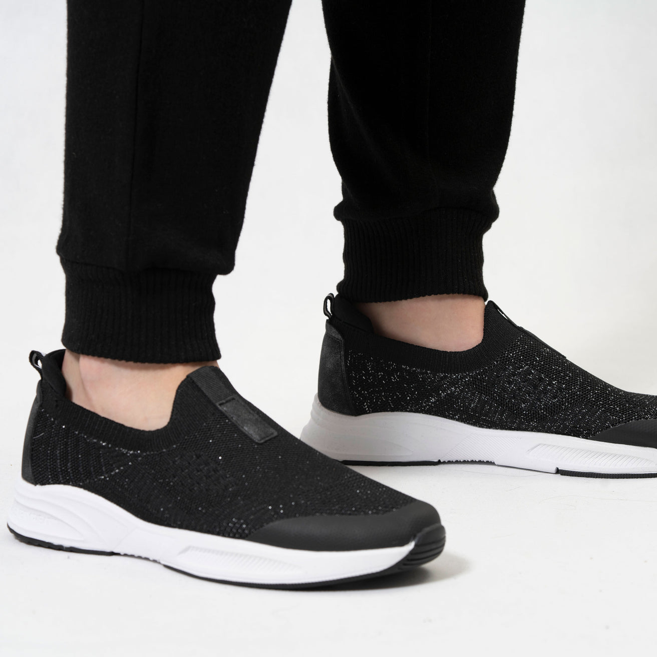 Baskets Femme slip-on sport Noir Lurex