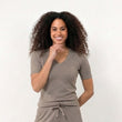 T-shirt à manches courtes Femme Taupe chiné