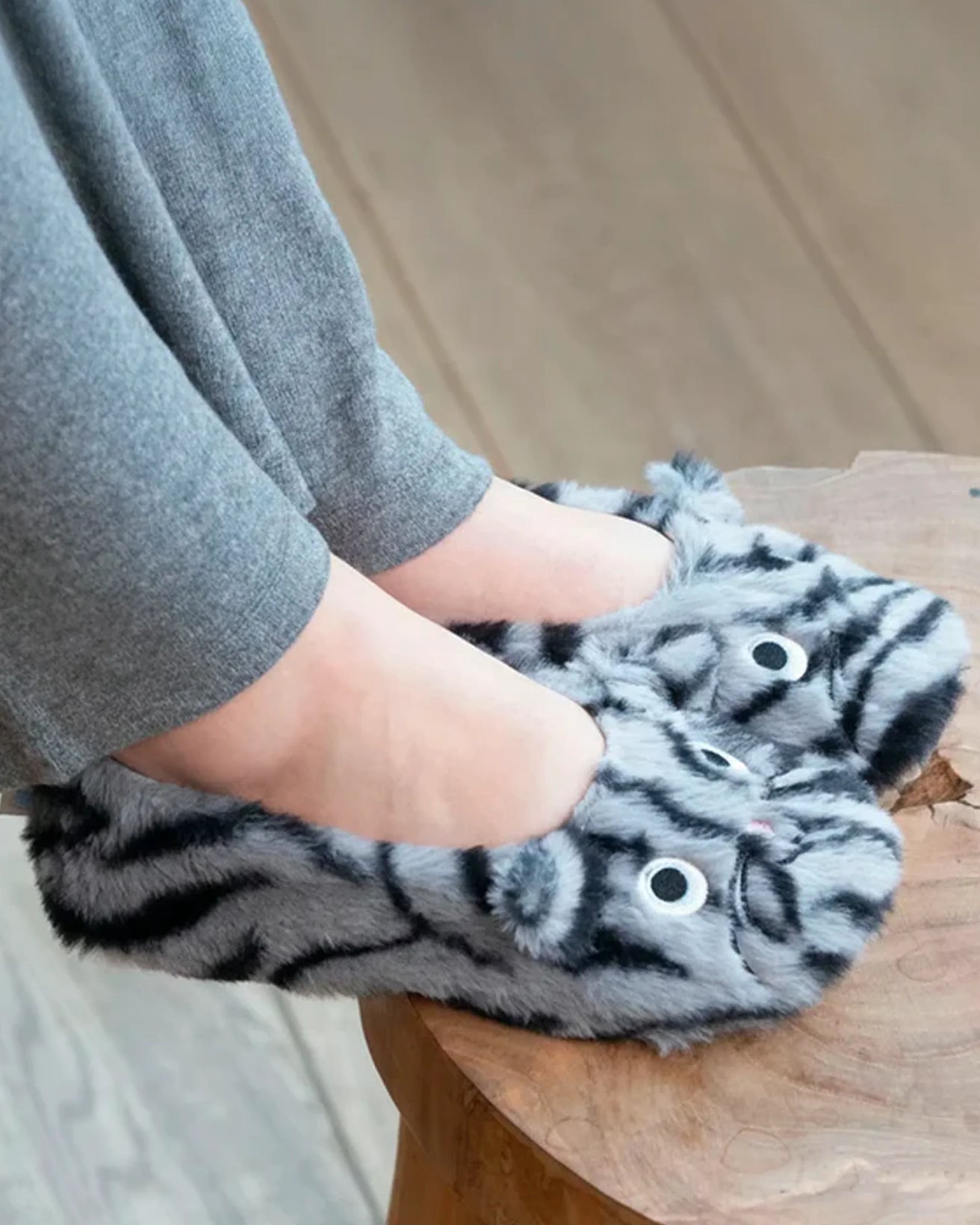 Chaussons ballerines 3D Femme Chat tigré