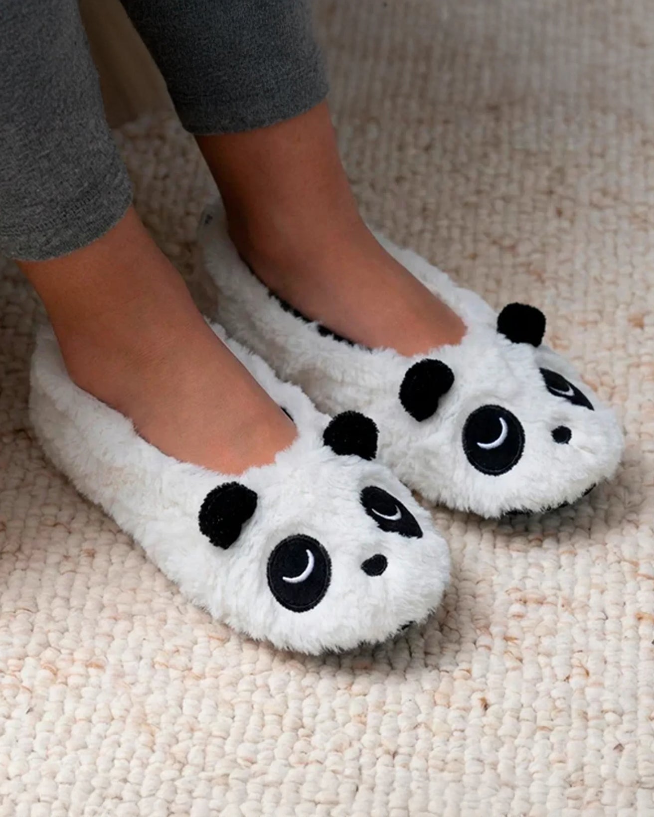 Chaussons ballerines 3D Femme Panda Ivoire