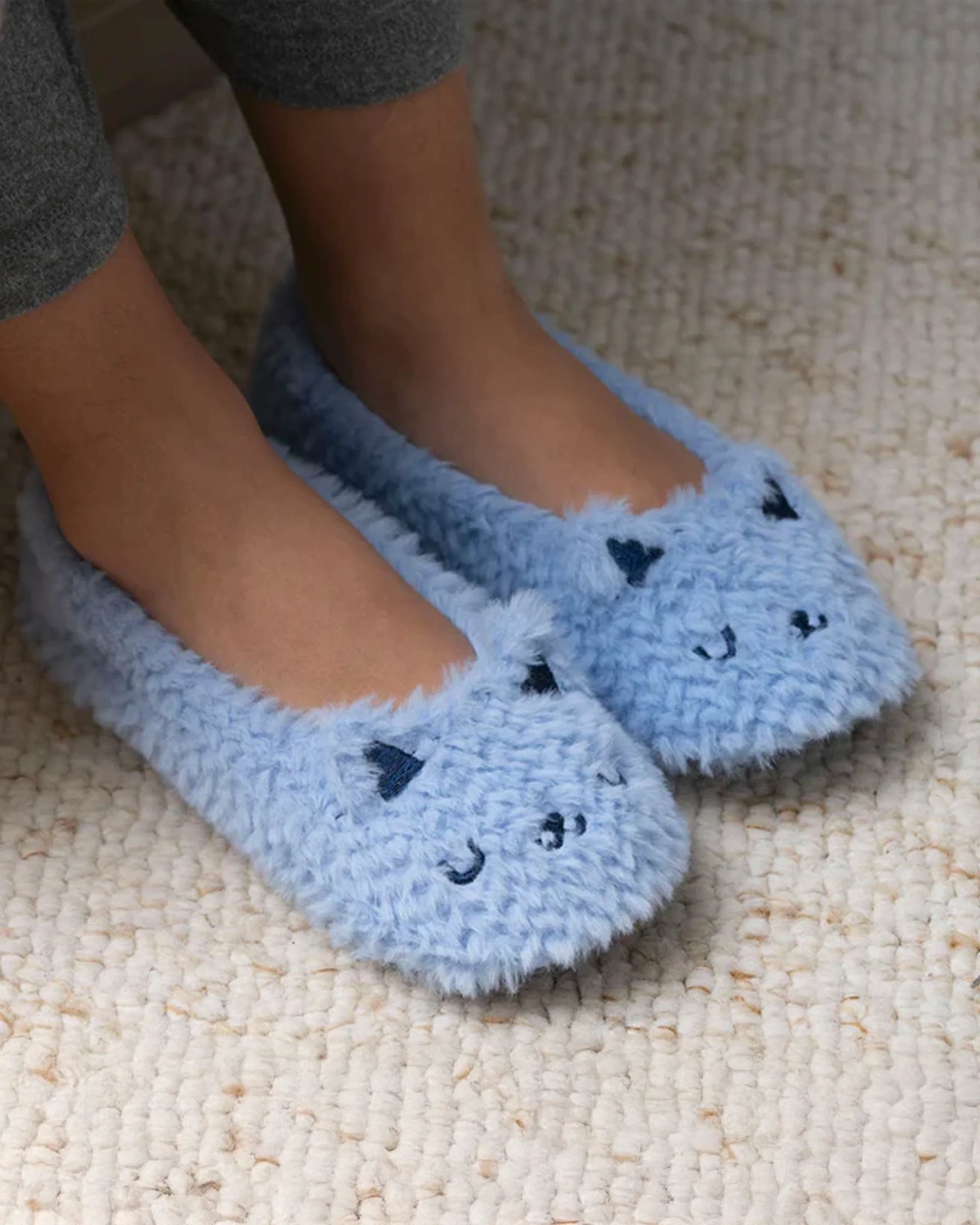 Chaussons ballerines Femme Chat Bleu