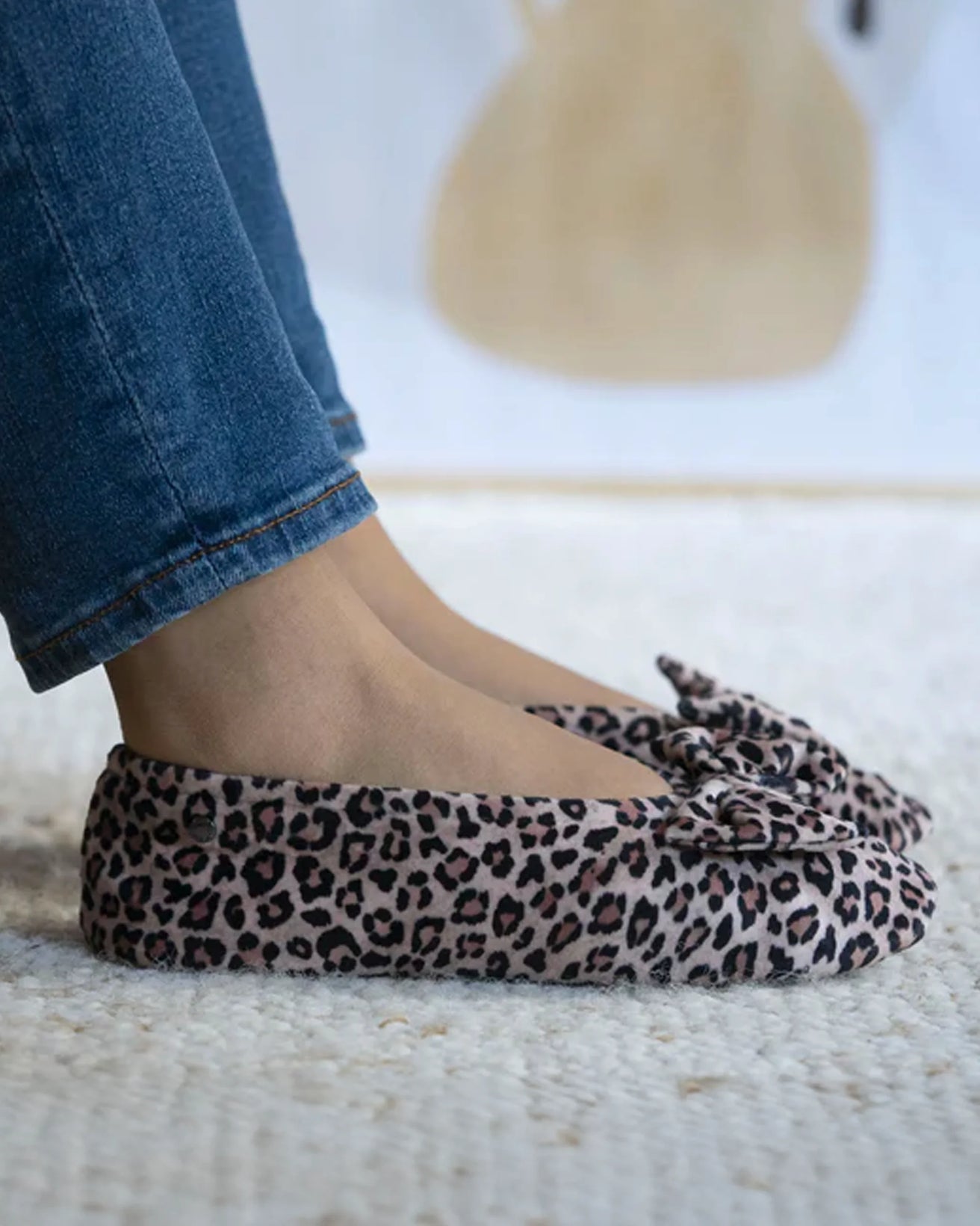 Chaussons ballerines Femme Grand Nœud Panthère