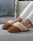 Zapatillas de casa chinelas acolchadas Mujer Camel