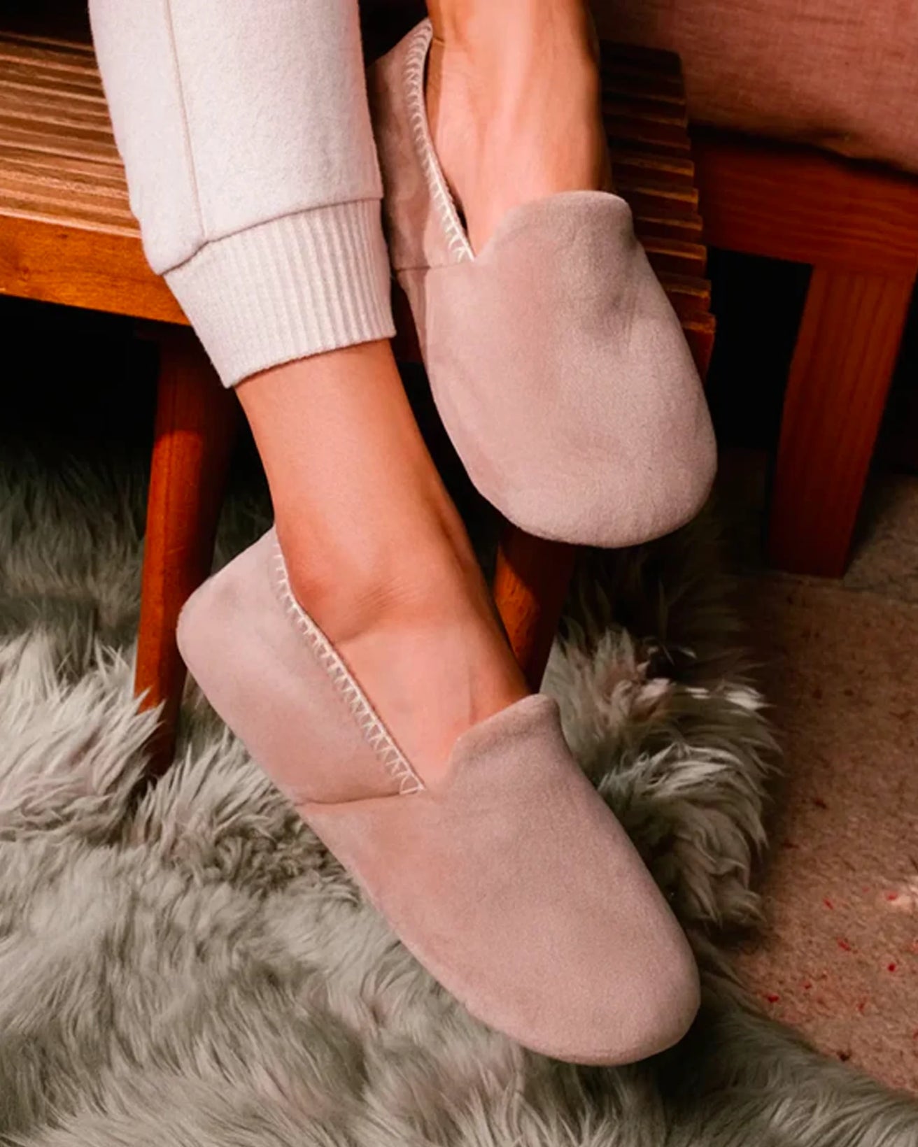 Chaussons slippers Femme Beige