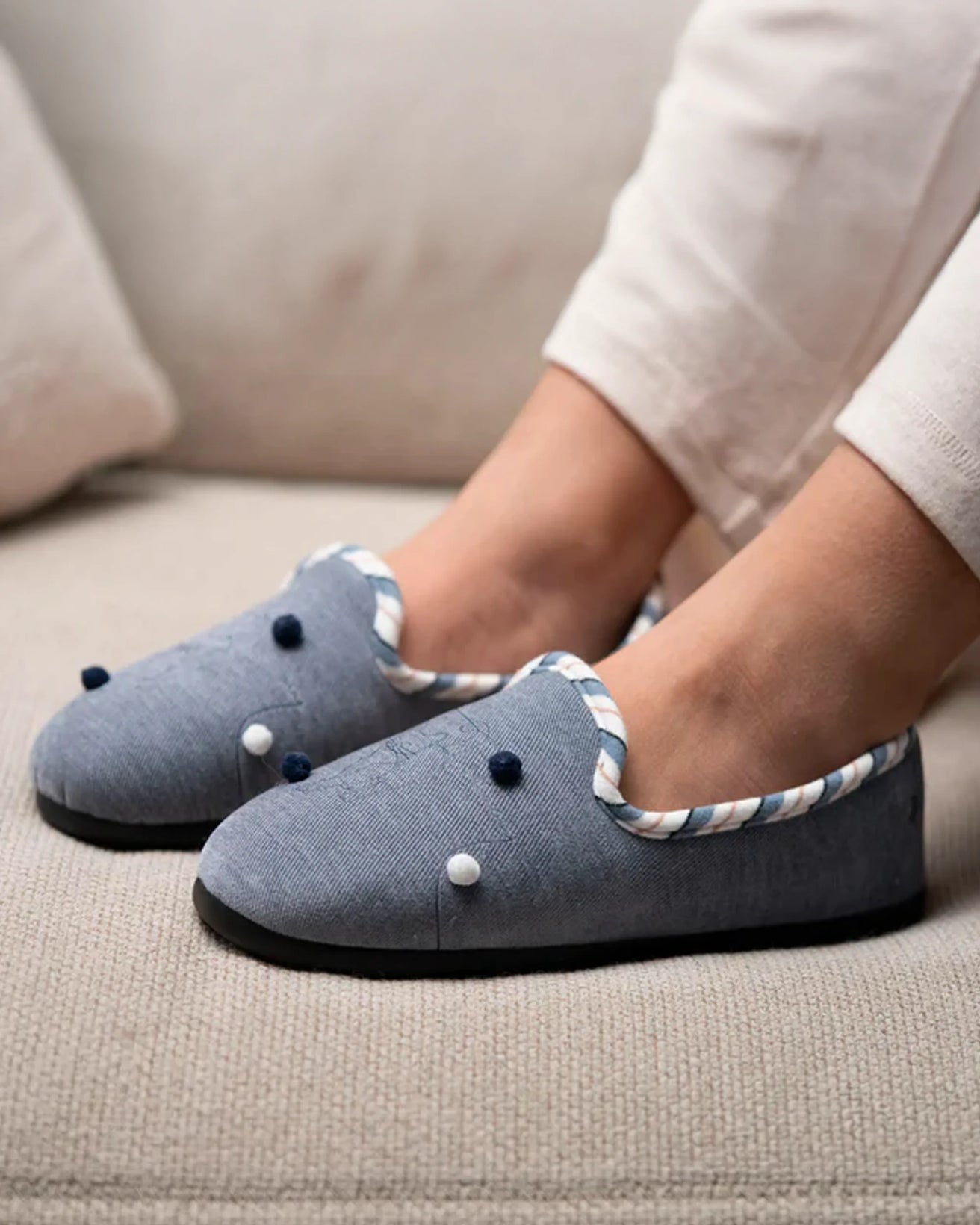 Chaussons slippers Femme Bleu denim