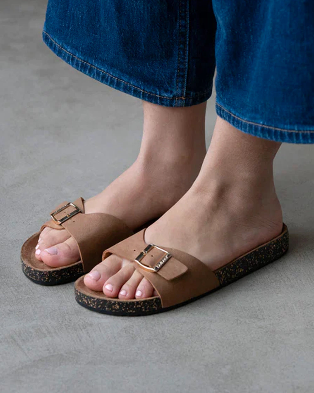 Mules Sandales Femme simple bride Camel - Isotoner