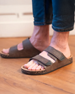 Mules sandalias Hombre Doble Correa velcro Marrón