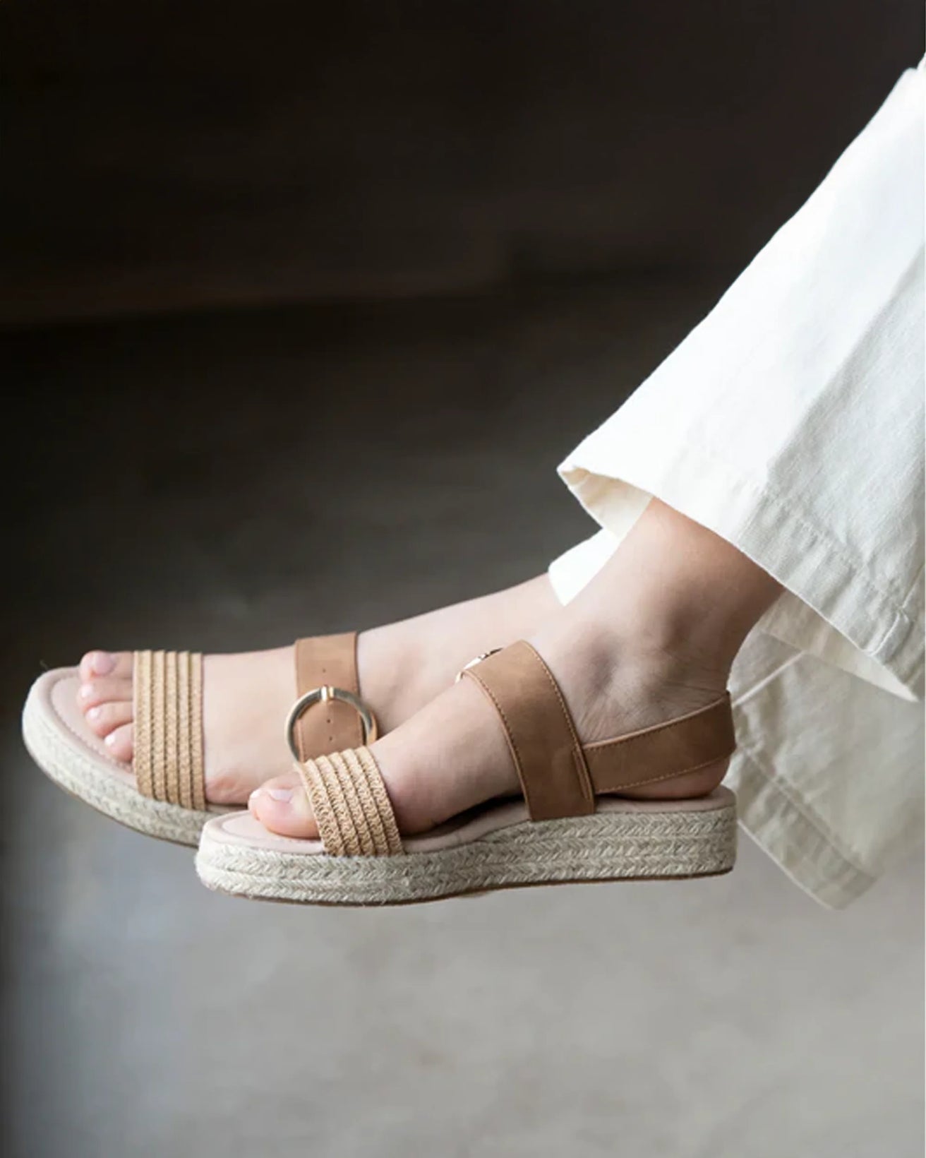 Sandales Femme Tressées Camel