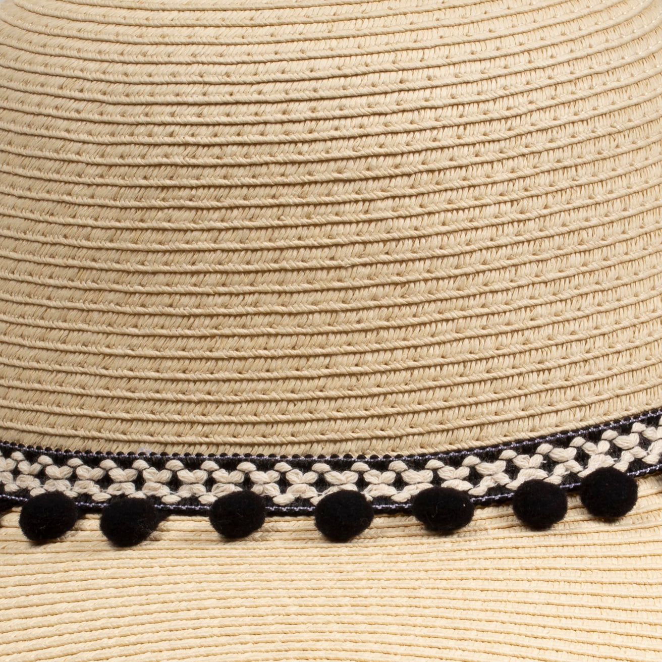Sombrero Mujer Capeline pompones negros