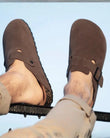 Zuecos mules cuero Hombre Chocolate