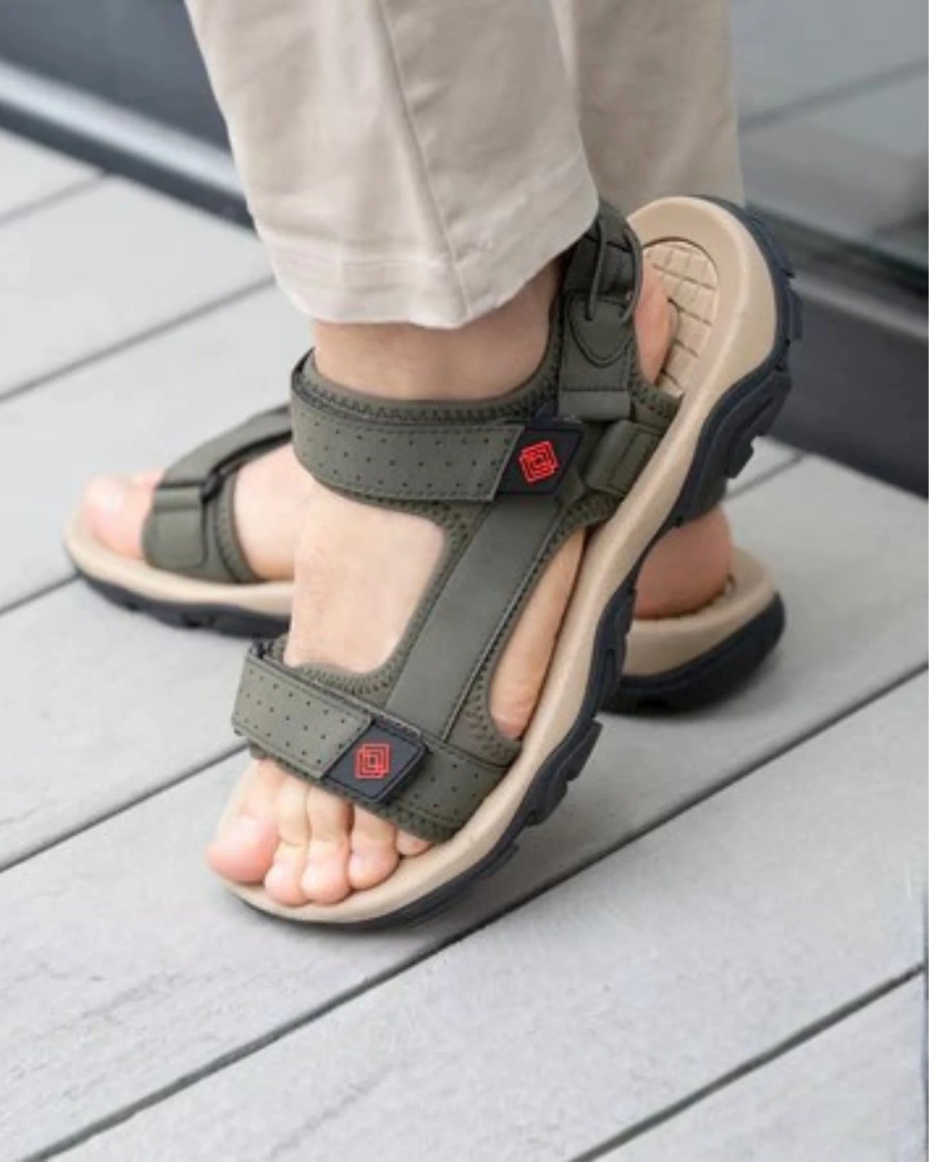 Sandales Homme Sport Kaki