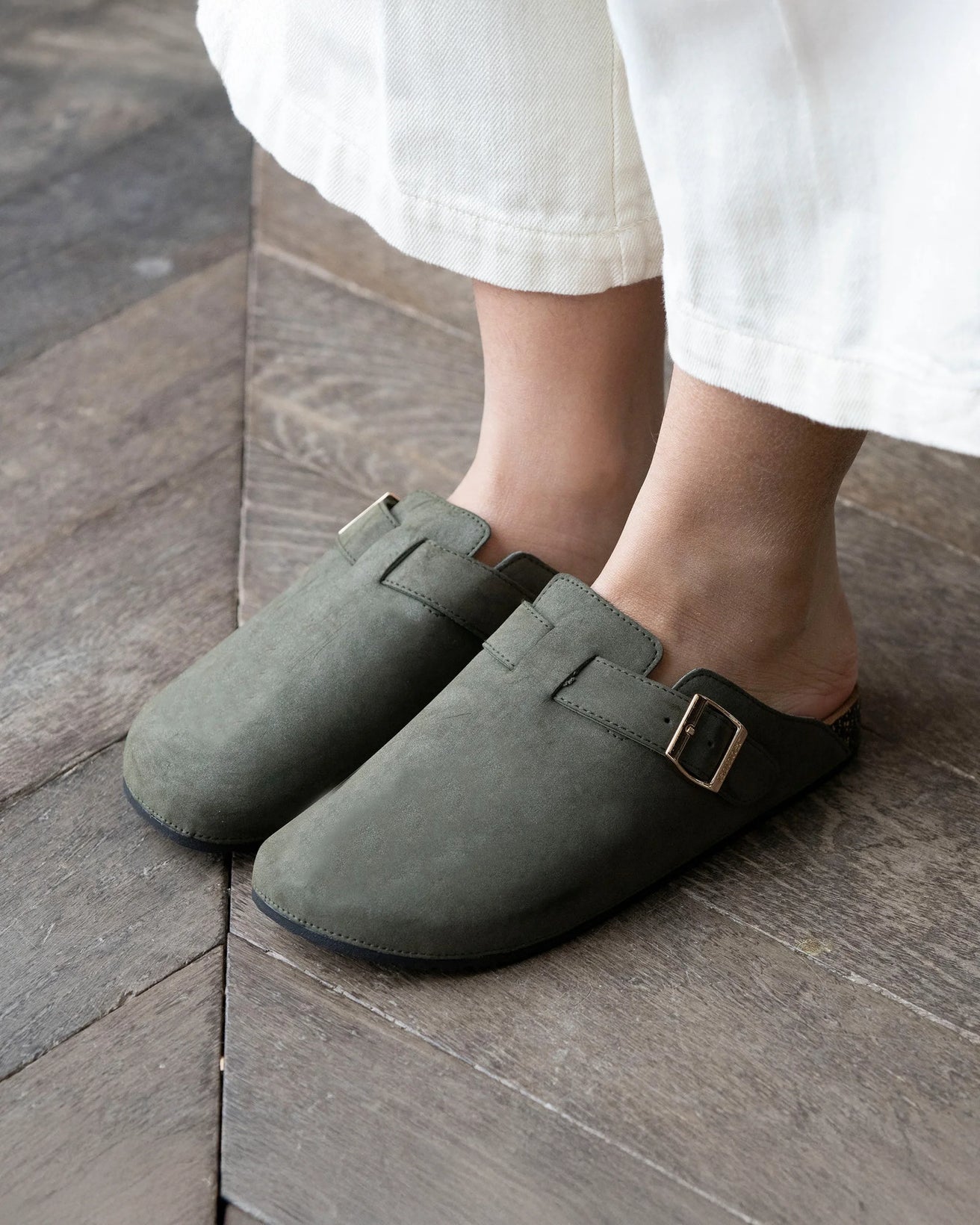 Mules Sabots confort Femme Kaki