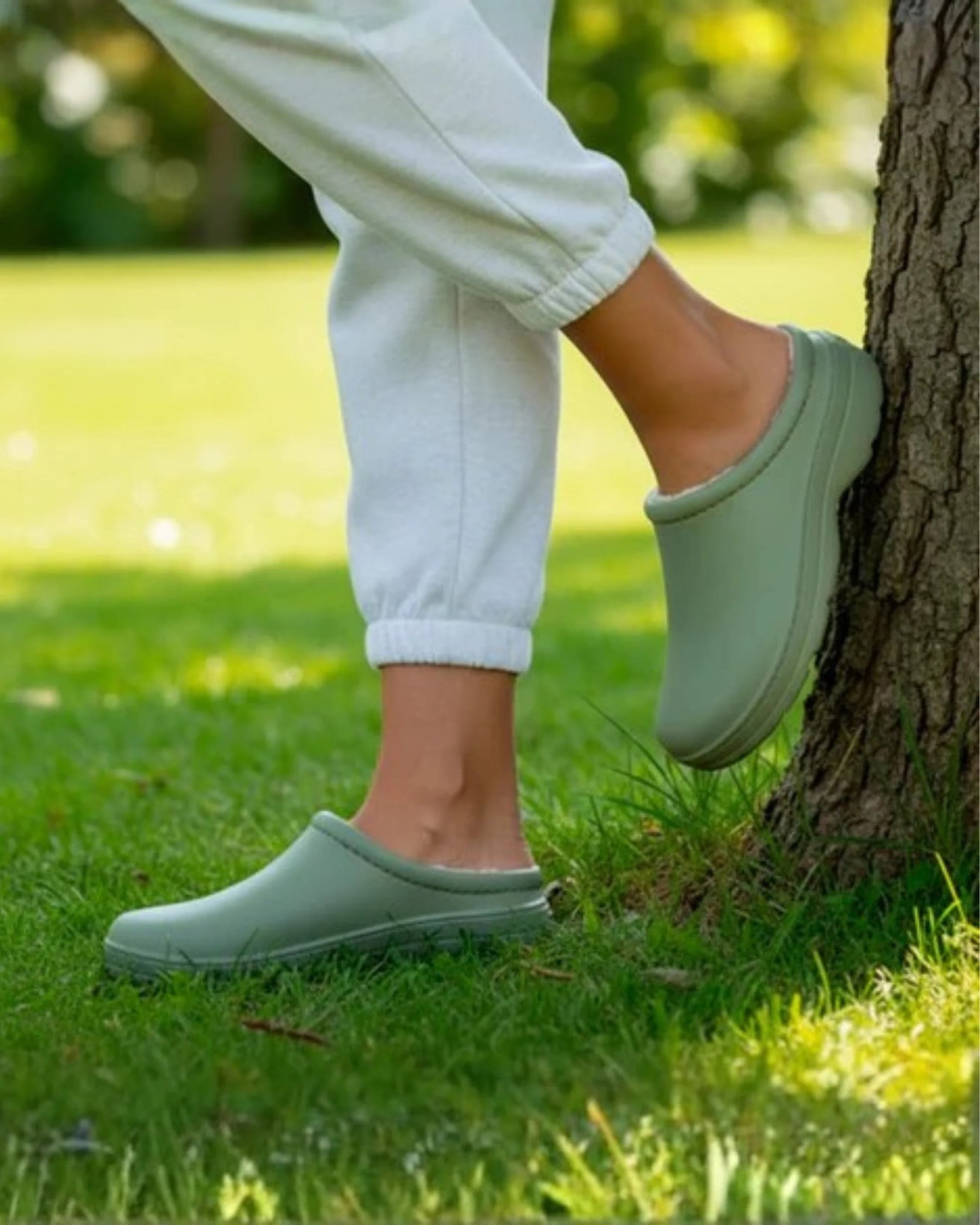 Sabots de jardin Femme fourrés Kaki