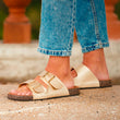 Mules sandales Femme Double Bride Doré