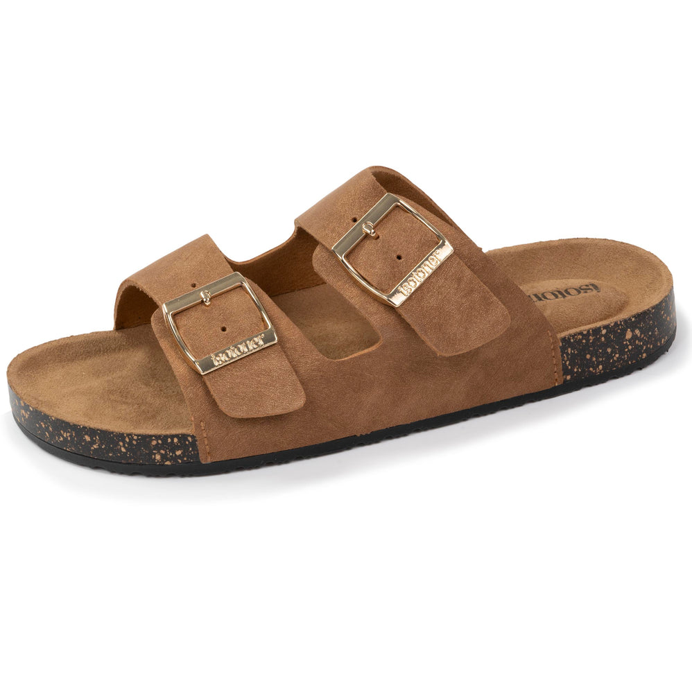Mules sandalias Mujer Doble Correa Camel - Isotoner