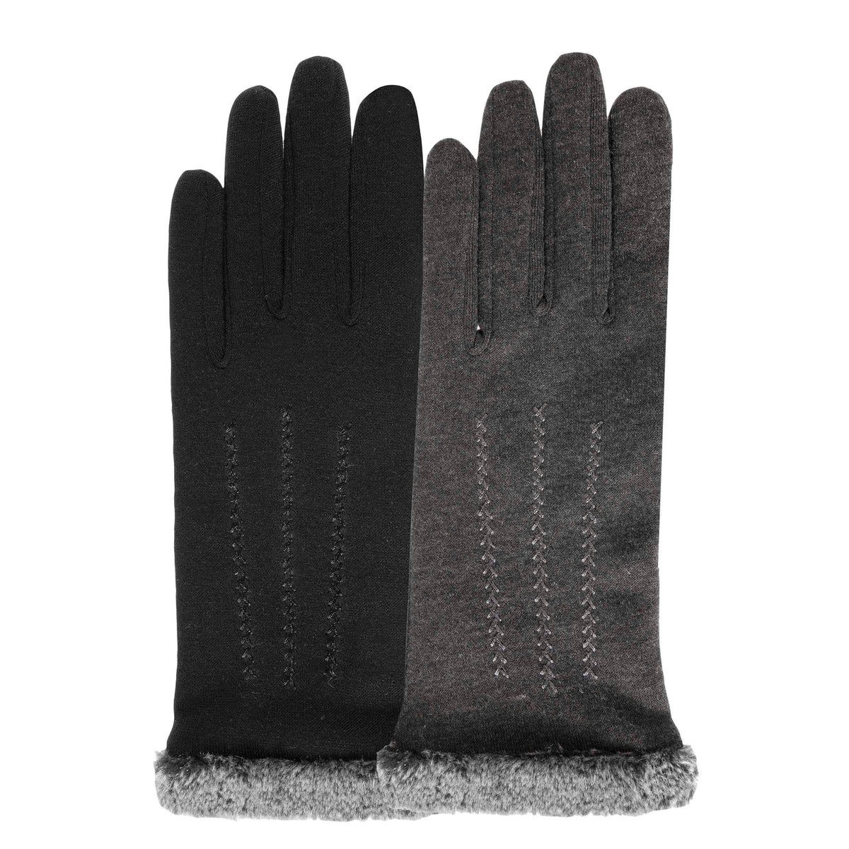 Gants Femme tactiles tissu doux Noir