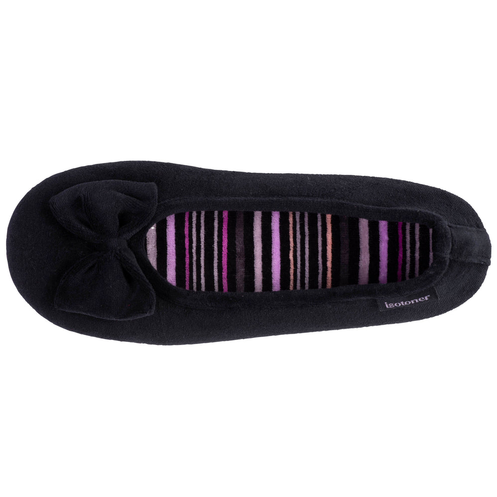 Chaussons ballerines Femme Velours Noir - Isotoner