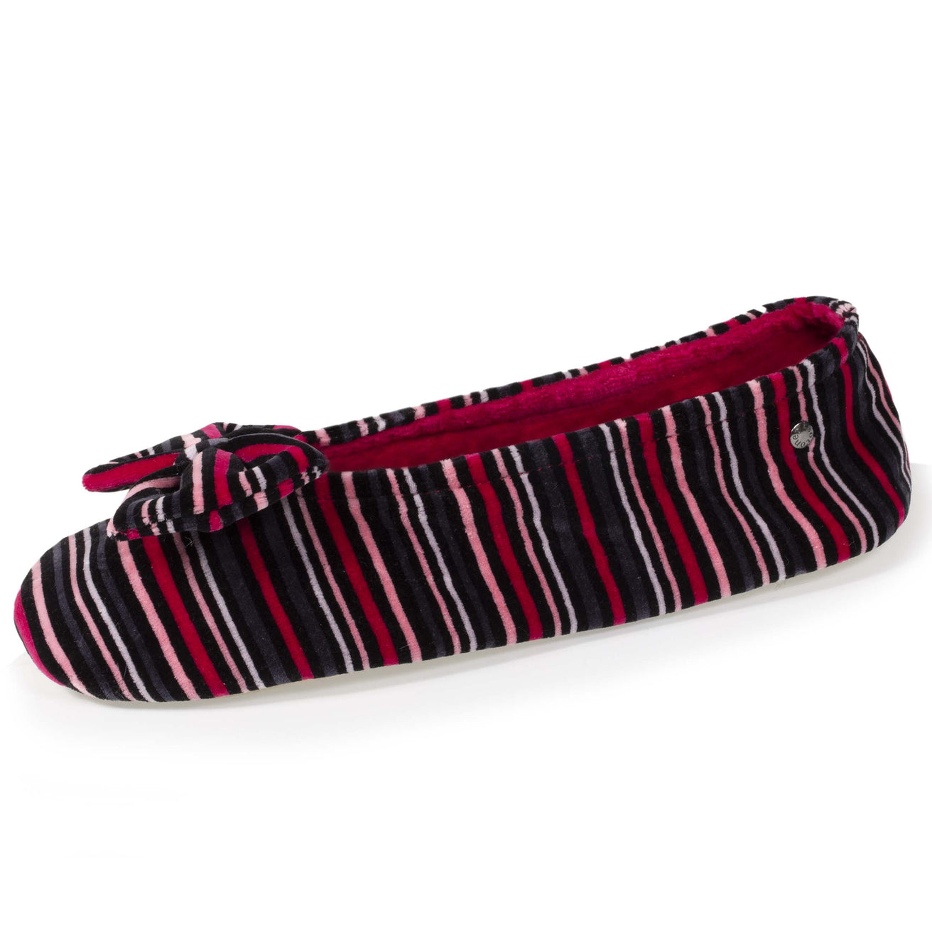Chaussons ballerines Femme Grand Nœud Rayures rosées