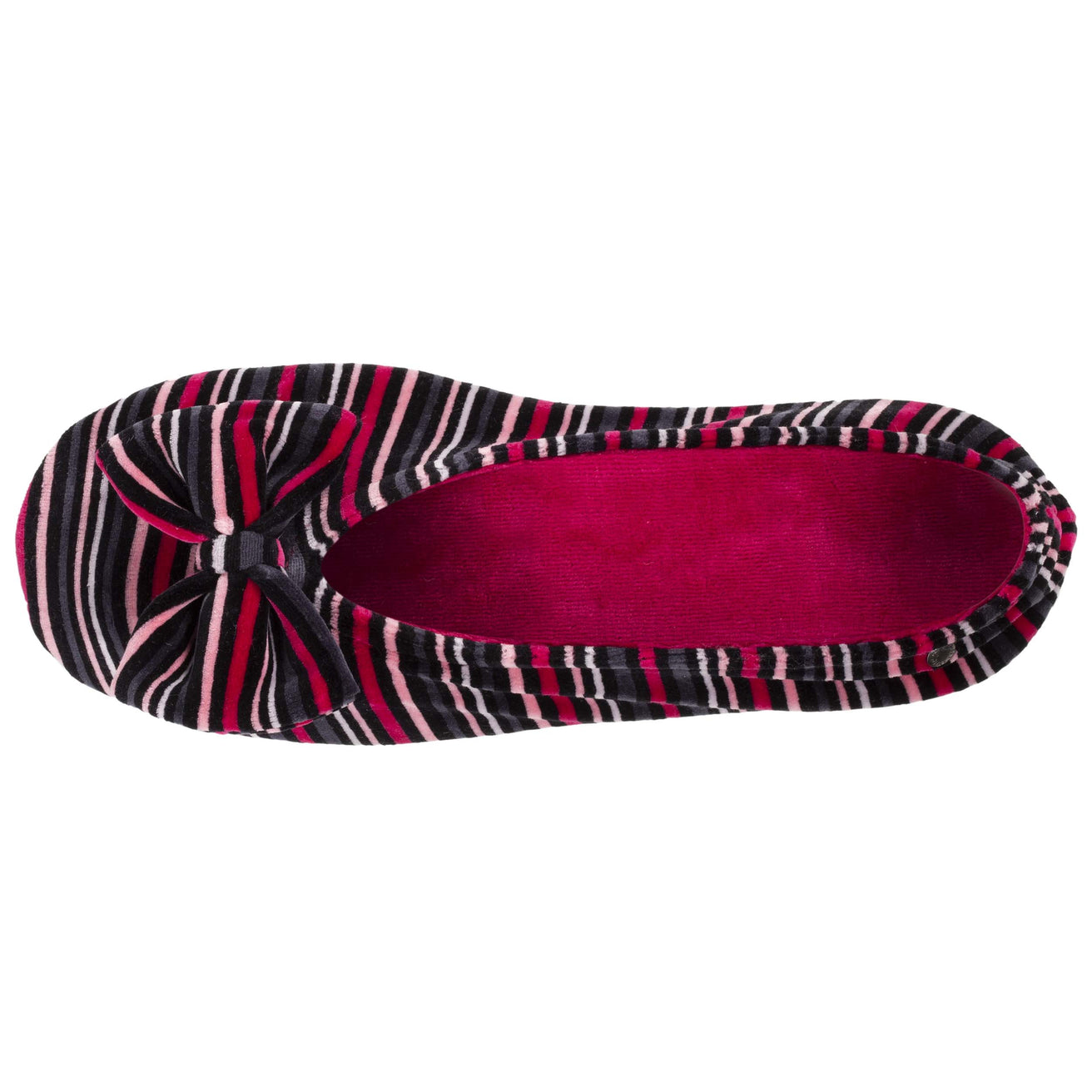 Chaussons ballerines Femme Grand Nœud Rayures rosées