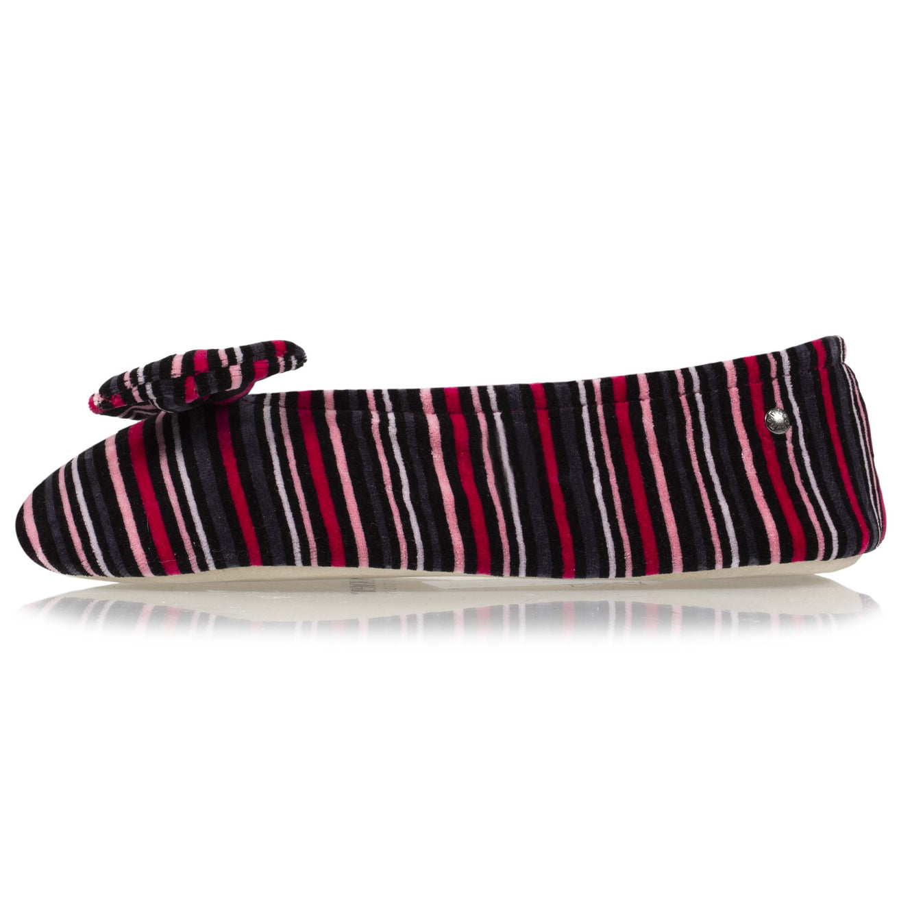 Chaussons ballerines Femme Grand Nœud Rayures rosées