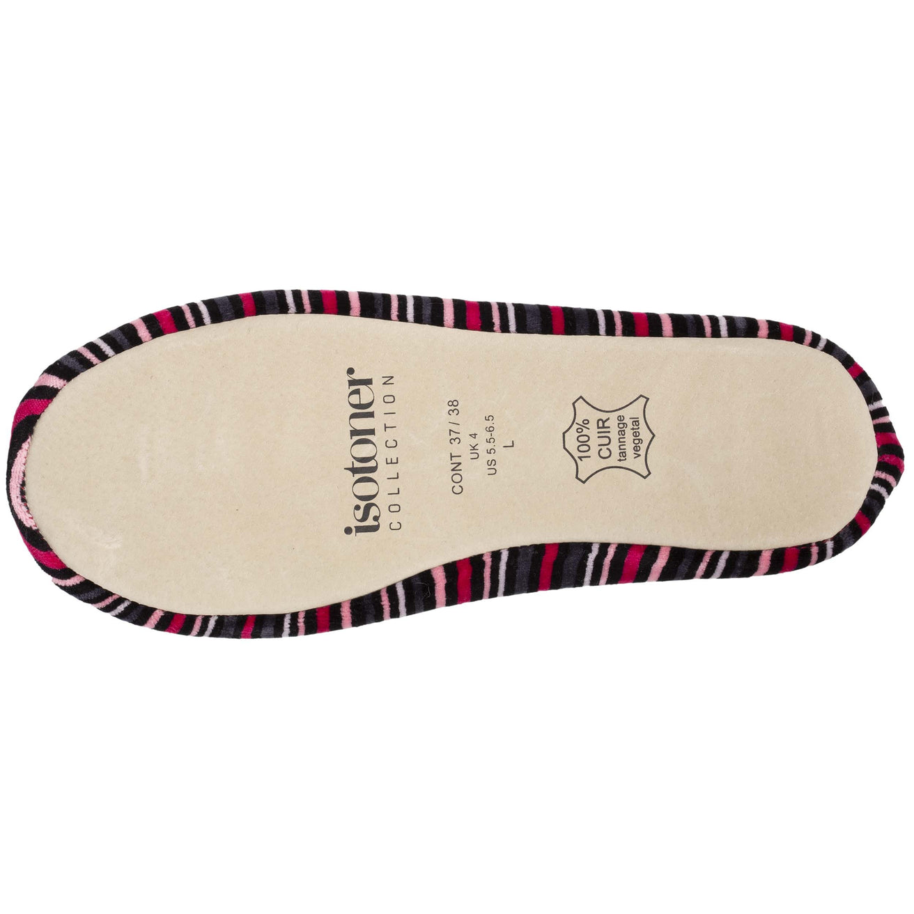 Chaussons ballerines Femme Grand Nœud Rayures rosées