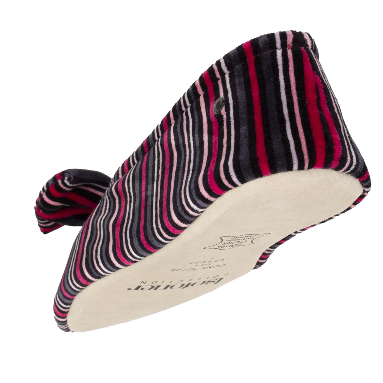 Chaussons ballerines Femme Grand Nœud Rayures rosées