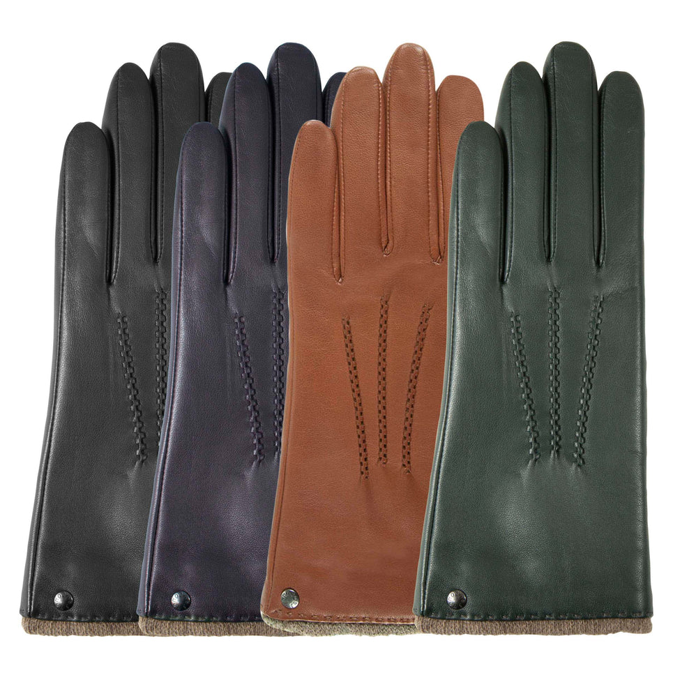 Gants Femme cuir chaud Marine - Isotoner