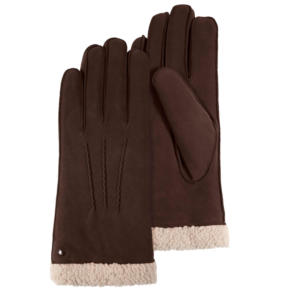 Gants Femme Cuir velours fourré Marron - Isotoner