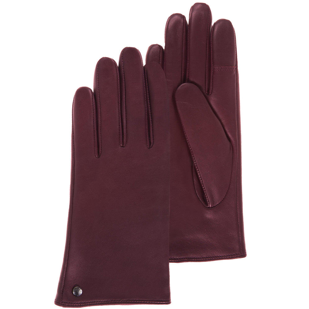 Gants Femme tactiles cuir chaud Bordeaux - Isotoner
