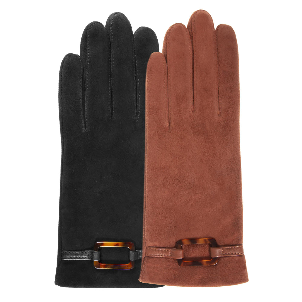 Gants Femme cuir de chèvre velours Noir - Isotoner
