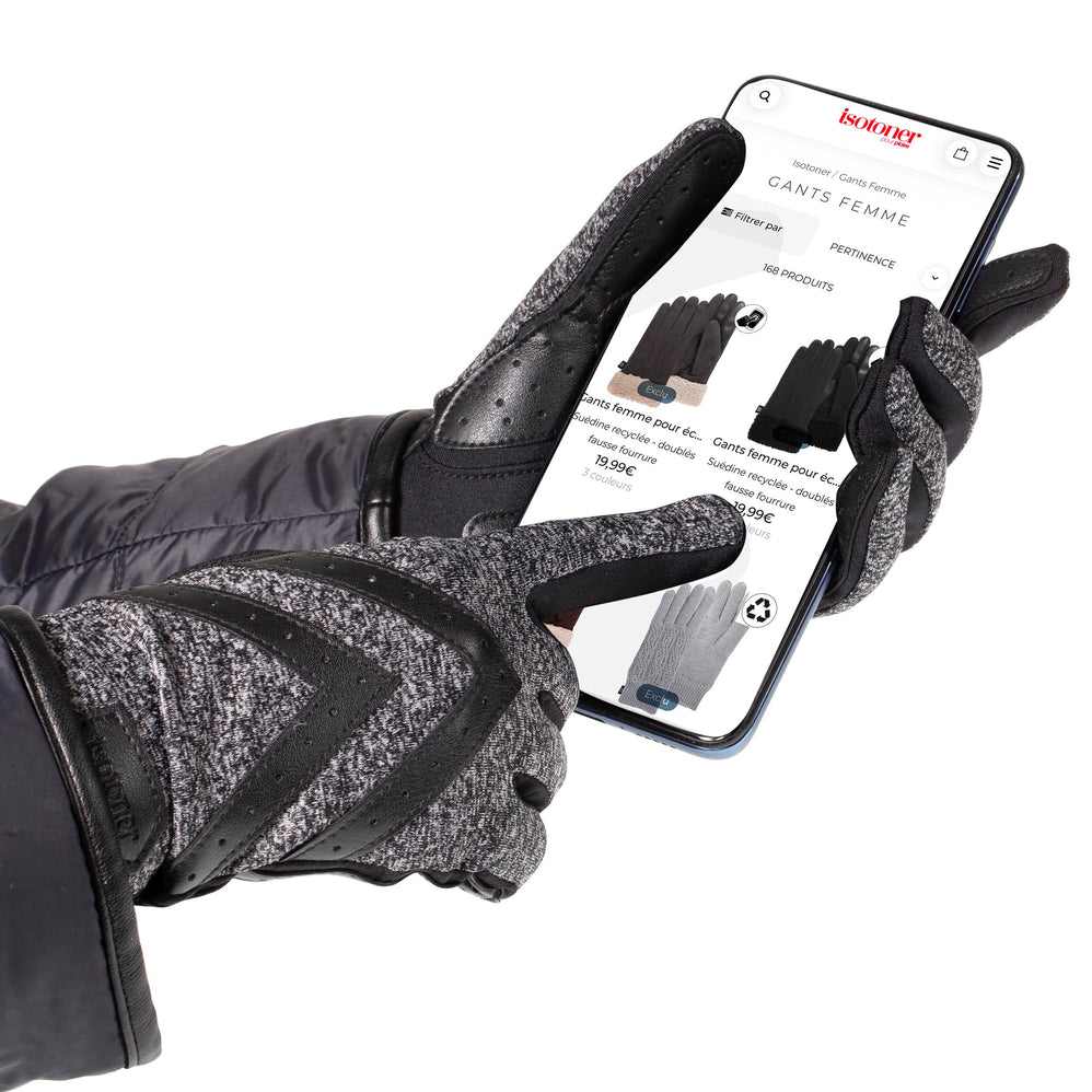 Gants Femme tactiles laine Gris chiné - Isotoner