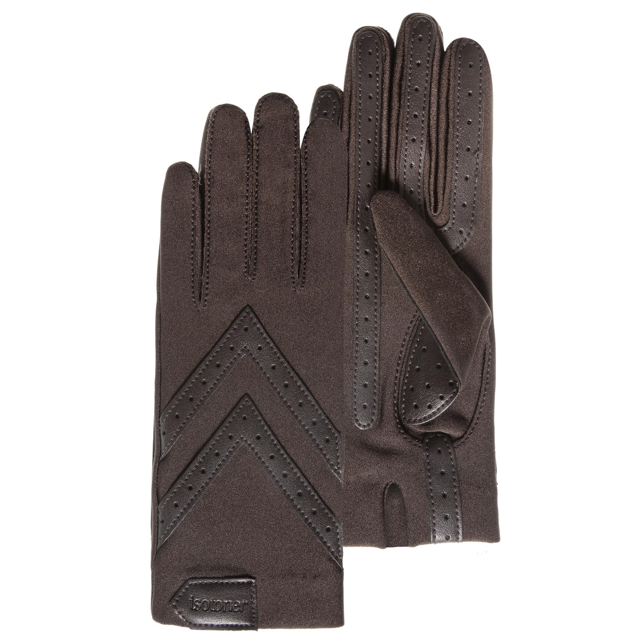 Gants Femme tissu extensible recyclé Marron