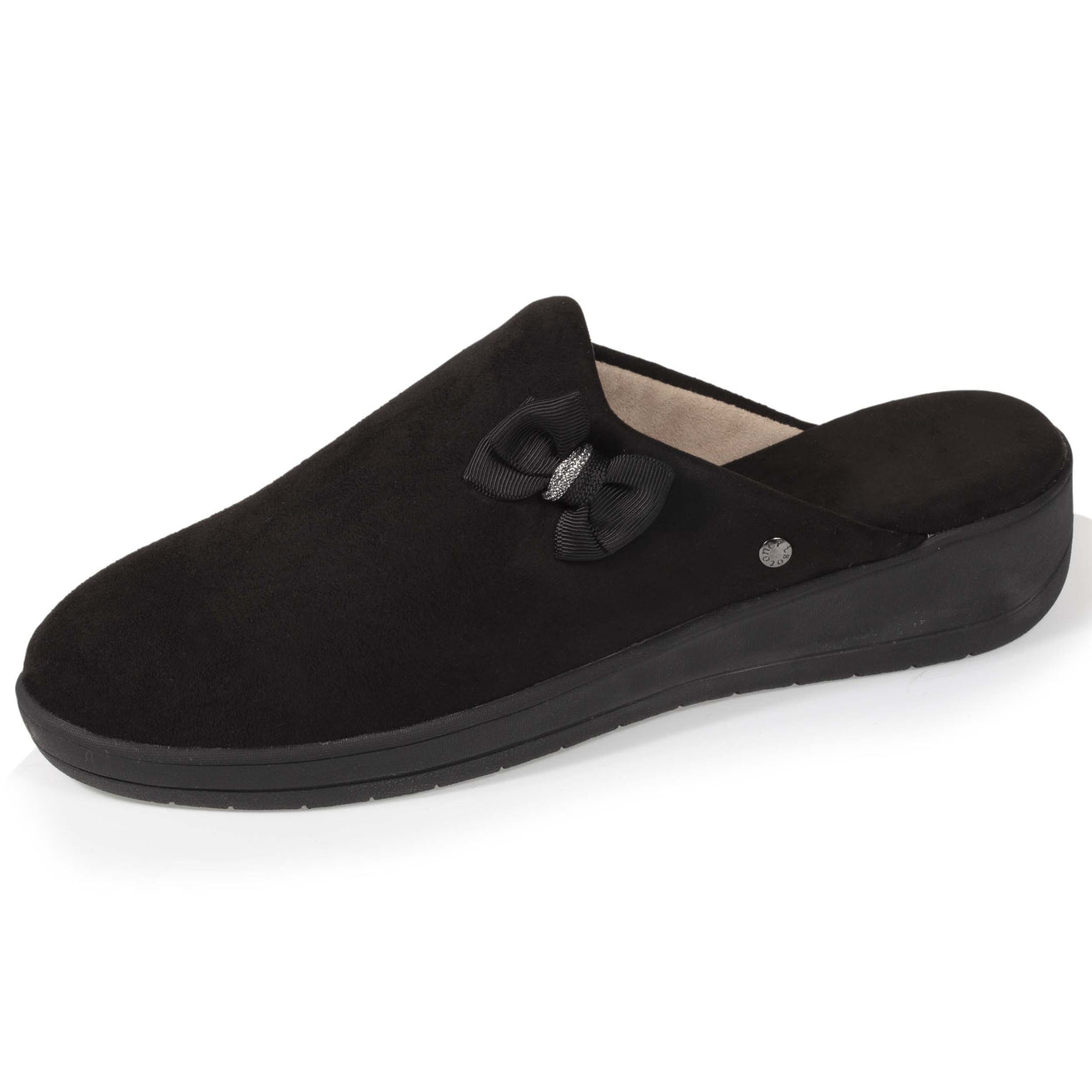 Chaussons mules Femme Talon Nœud Noir