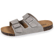 Mules claquettes Femme double bride Gris pailleté