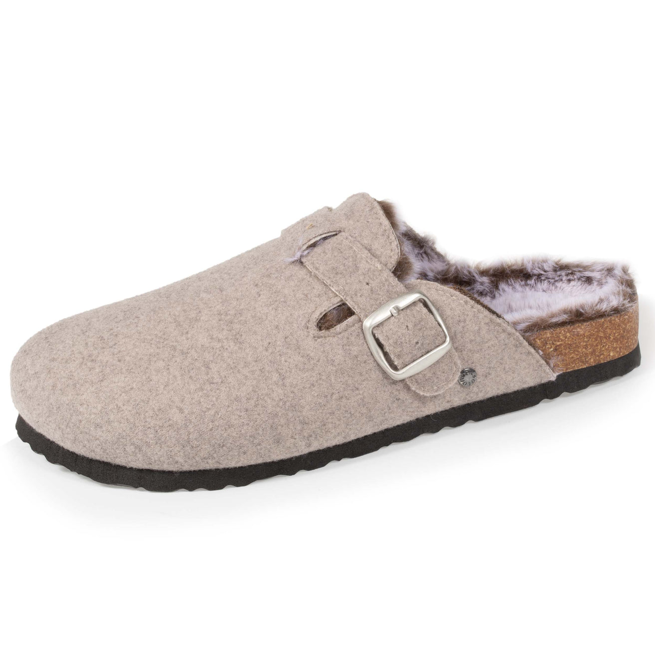 Chaussons sabots Femme Feutrine Taupe Chiné
