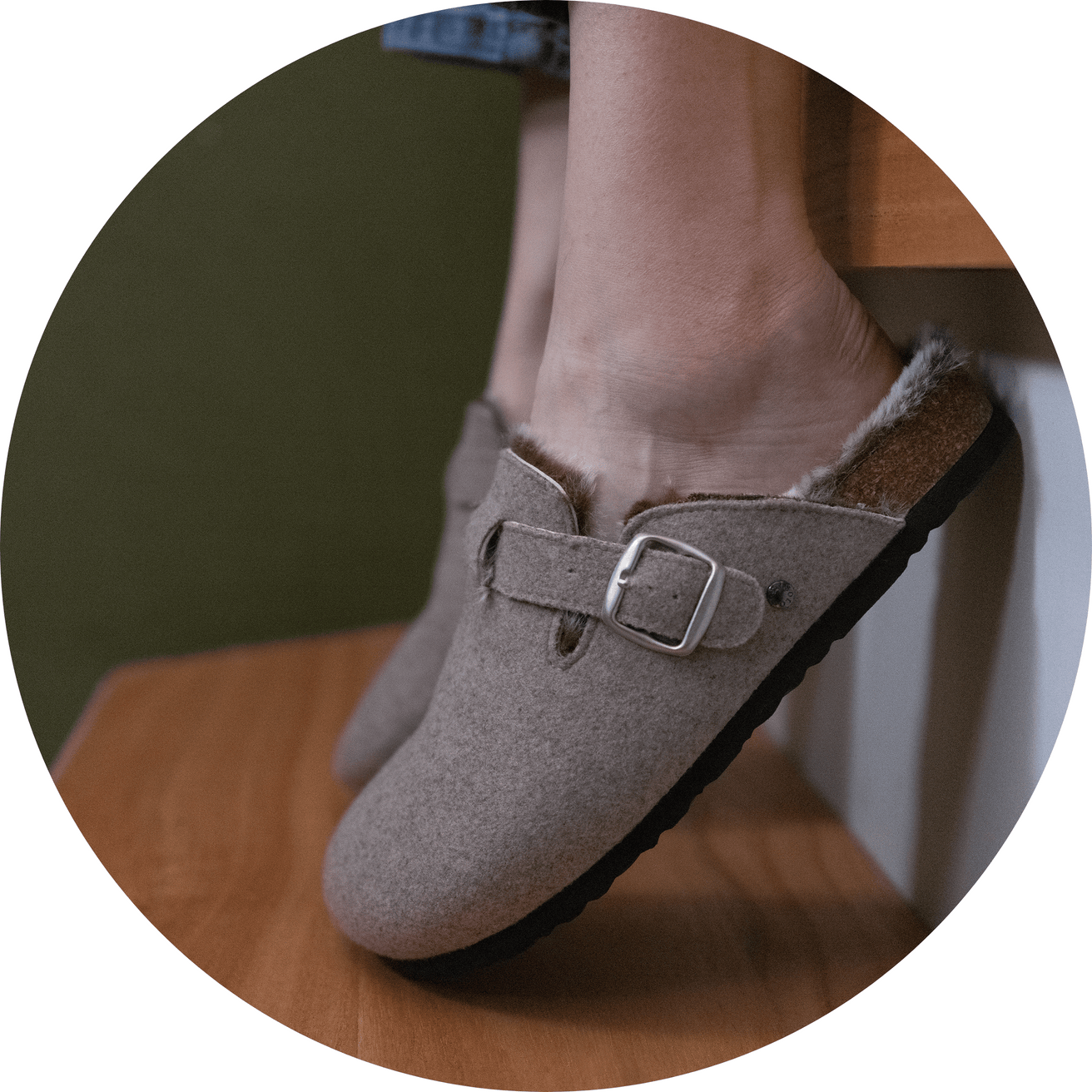 Chaussons sabots Femme Feutrine Taupe Chiné