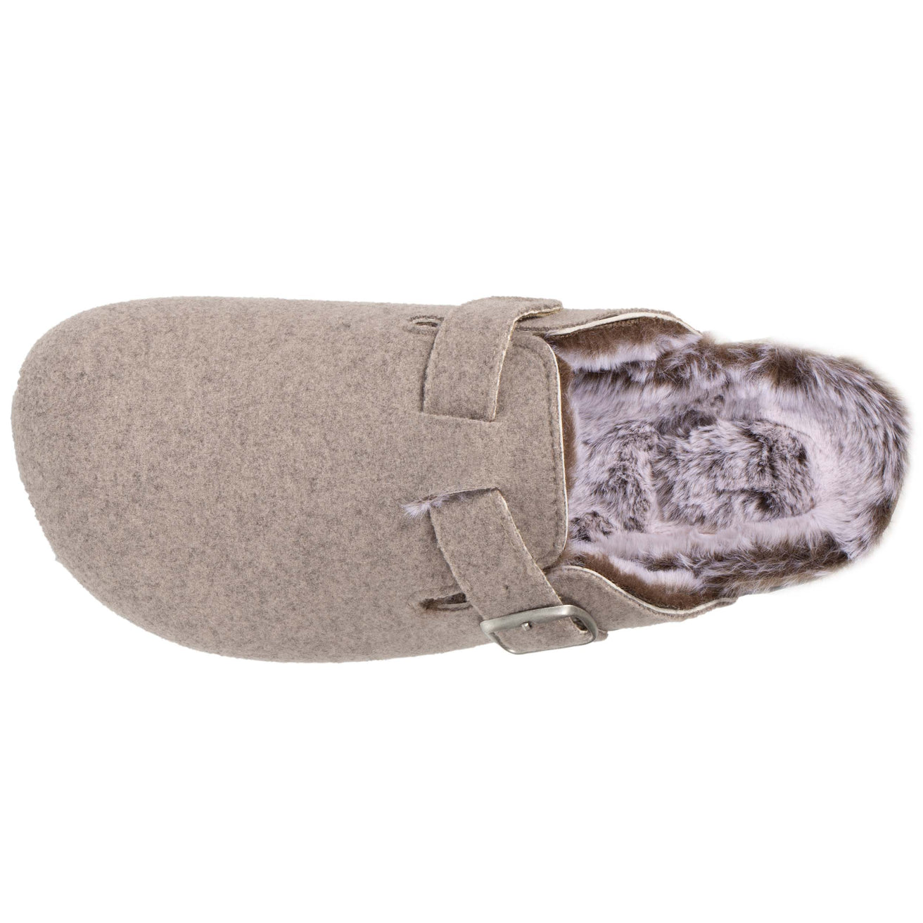 Chaussons sabots Femme Feutrine Taupe Chiné