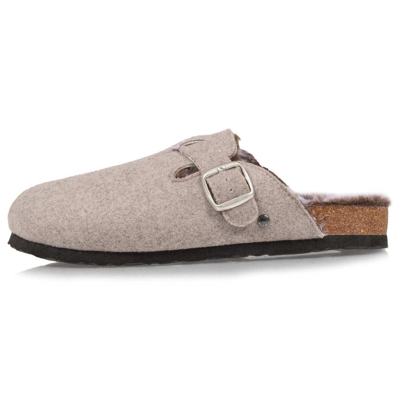 Chaussons sabots Femme Feutrine Taupe Chiné