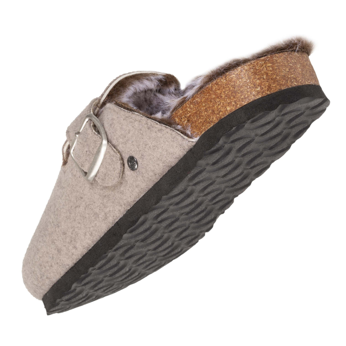 Chaussons sabots Femme Feutrine Taupe Chiné