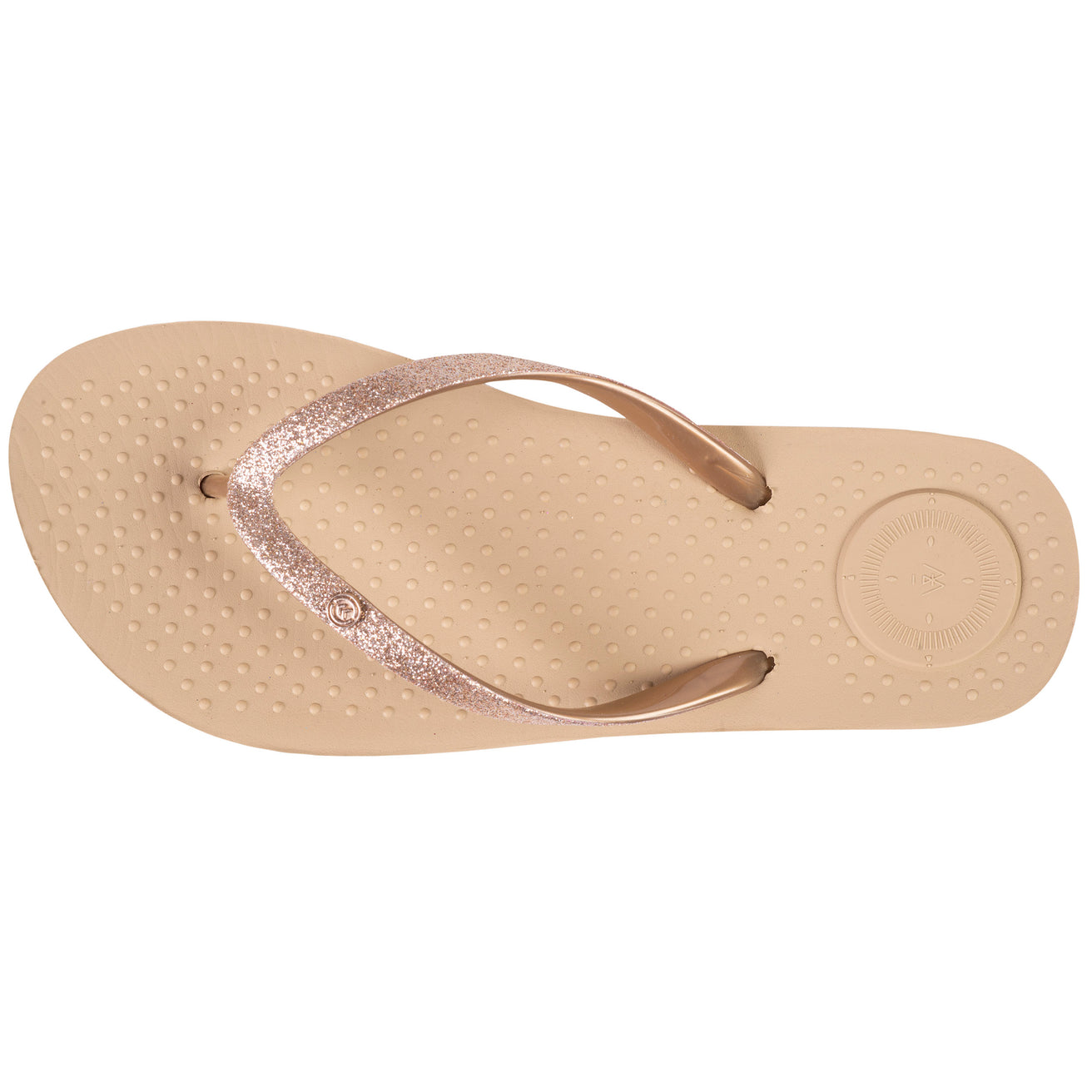 Tongs Femme tige paillettes Beige