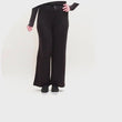 Pantalón largo Mujer malla acanalado Negro