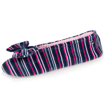 Chaussons ballerines Femme Rayures Bleues - Isotoner