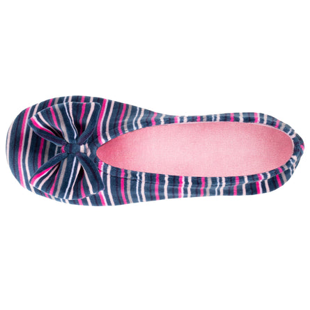 Chaussons ballerines Femme Rayures Bleues - Isotoner