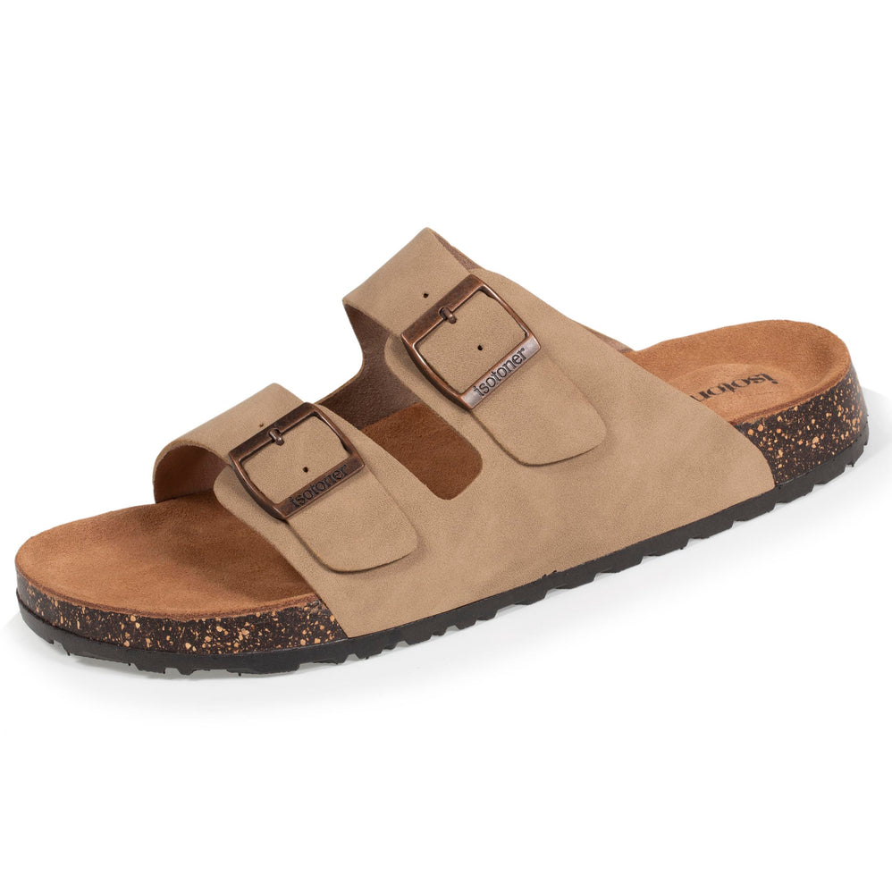 Mules sandales Homme double bride taupe - Isotoner