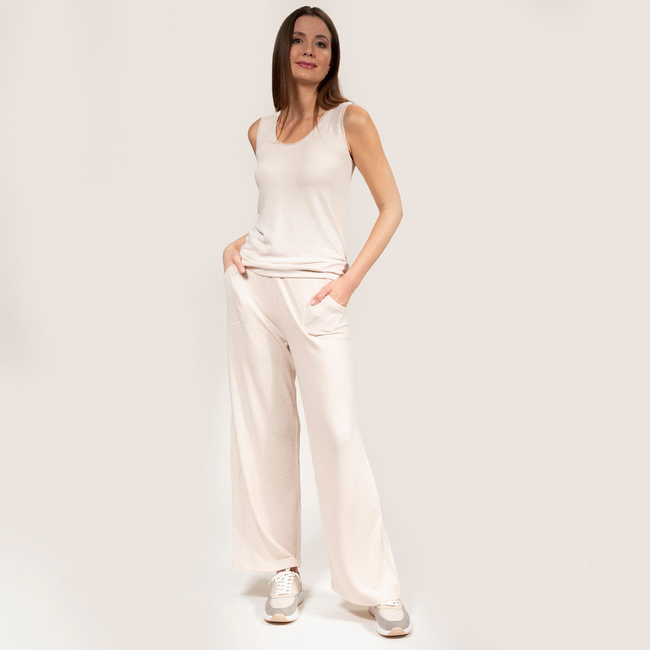 Camiseta sin mangas Mujer Beige