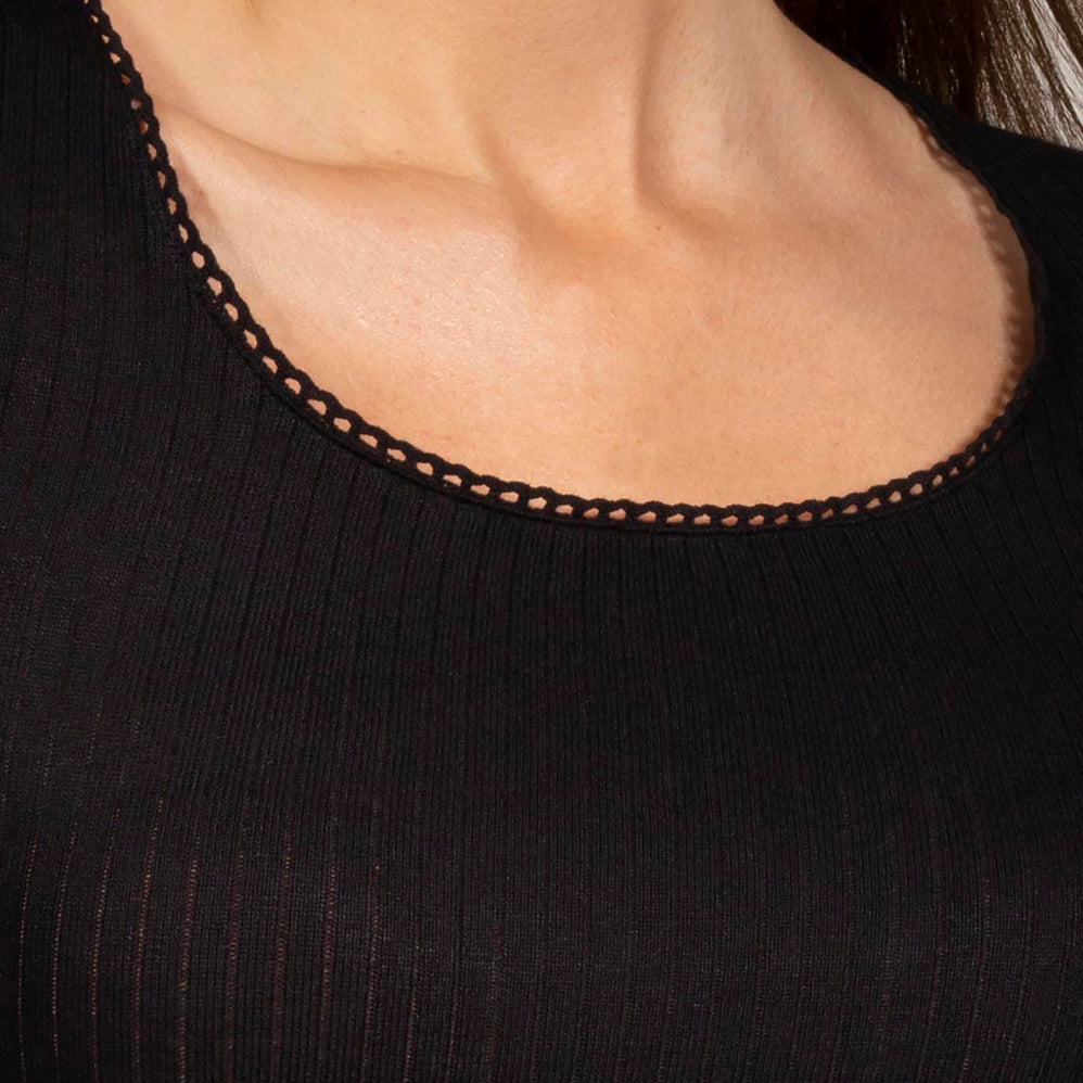 Camiseta sin mangas Mujer malla acanalado Negro - Isotoner