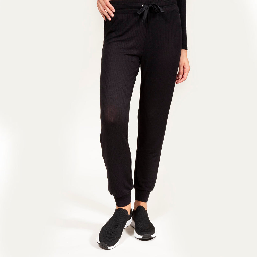 Pantalón jogger Mujer malla acanalado Negro - Isotoner